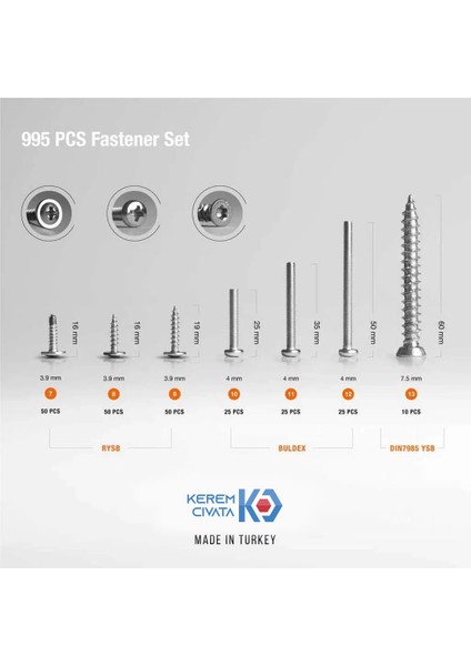 995 Parça 24 Çeşit Full Vida, Dübel, Somun ve Pul Seti fırsatları
