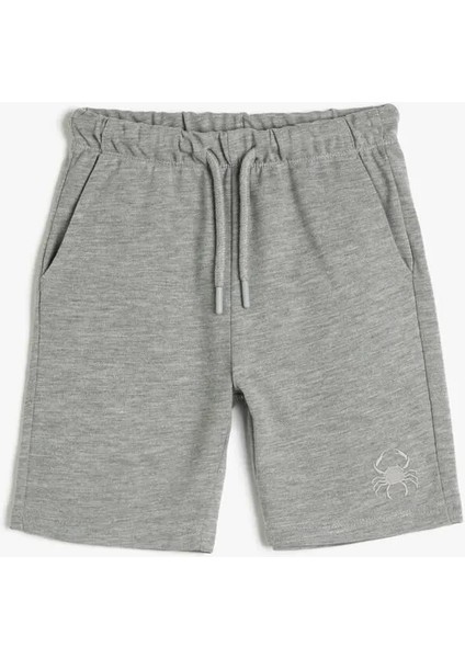 Erkek Çocuk Basic Şort Beli Bağlamalı Cepli Yengeç Işleme Detaylı