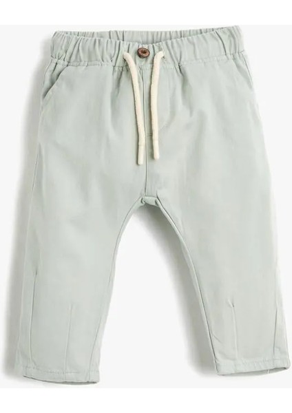 Çocuk Pantolon Beli Bağlamalı Lastikli Cepli Pamuklu
