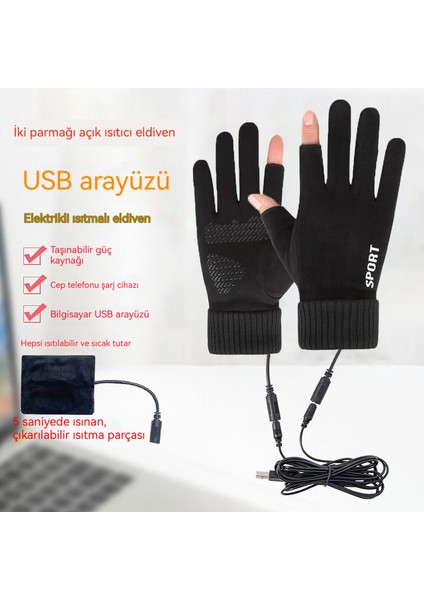 Şarjla Isınan, Iki Parmağı Açık, Usb'li Isıtıcı ve Sıcak Tutturan Bisiklet Eldiveni (Yurt Dışından) indirimleri