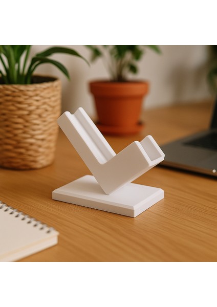 3D Baskı Kartvizit Standı Beyaz Masaüstü Şık Ofis Organizer Kartlık Kart Tutucu Aparat