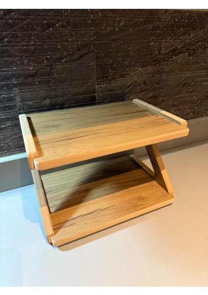 Lüks Ahşap Mutfak Tezgah Rafı 38X27X25, Estetik Raf, Çok Kullanışlı Raf, Baharatlık, Bardaklık