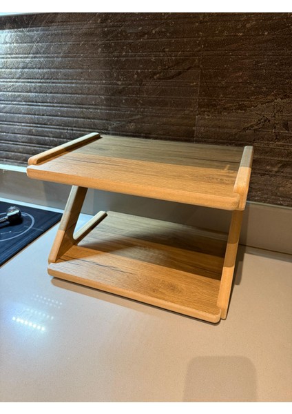 Lüks Ahşap Mutfak Tezgah Rafı 38X27X25, Estetik Raf, Çok Kullanışlı Raf, Baharatlık, Bardaklık