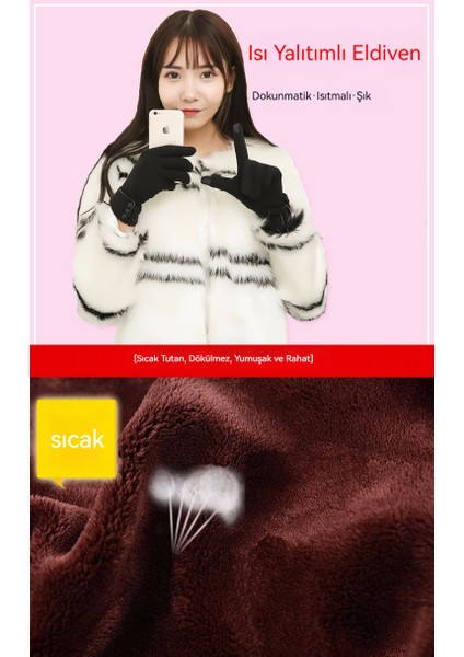 Kışlık Kore Tarzı Kadife Içlikli, Ters Dönmeyen Isıtıcı Eldiven (Yurt Dışından) indirimleri