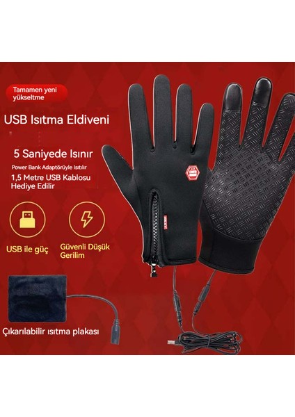 USB Isıtmalı, Yünlü, Rüzgar Geçirmez ve Su Geçirmez Dış Mekan Eldiveni (Yurt Dışından) fırsatları