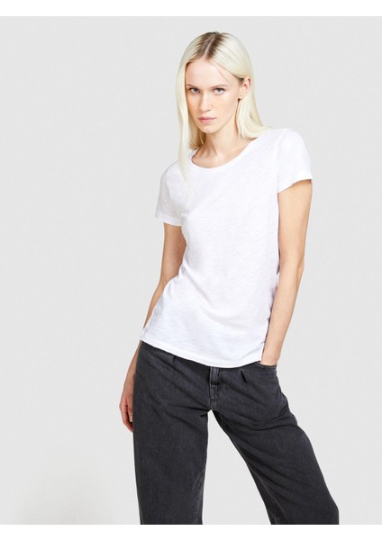 Pamuk Modal Karışımlı Normal Kalıp Bisiklet Yaka T-Shirt Kadın Beyaz T-Shirt - 324P3TNHL11A2 fırsatları