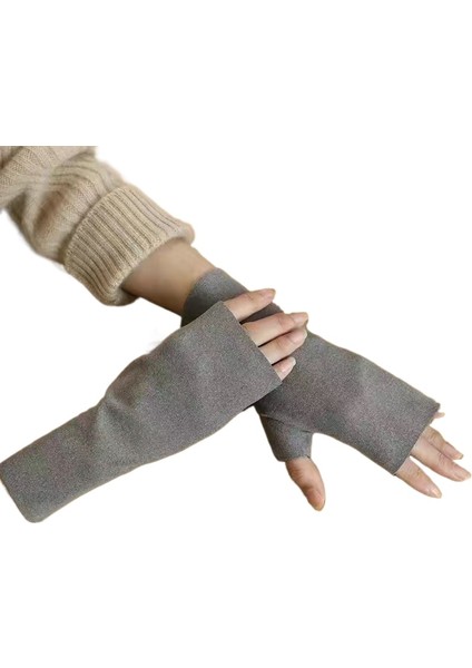 Bayan Kış Kendinden Isıtıcı Çift Taraflı Alman Kadife Yarım Parmaklı Ince Artı Kadife Parmaksız Sıcak Eldivenler (Yurt Dışından)