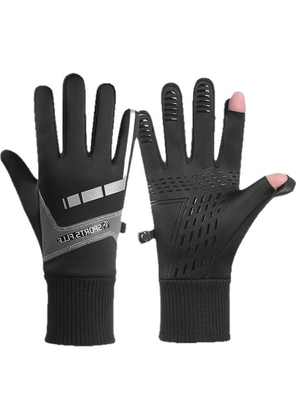 Kış Bisiklet Artı Kadife Rüzgar Geçirmez Sıcak Kaymaz Eldiven (Yurt Dışından)