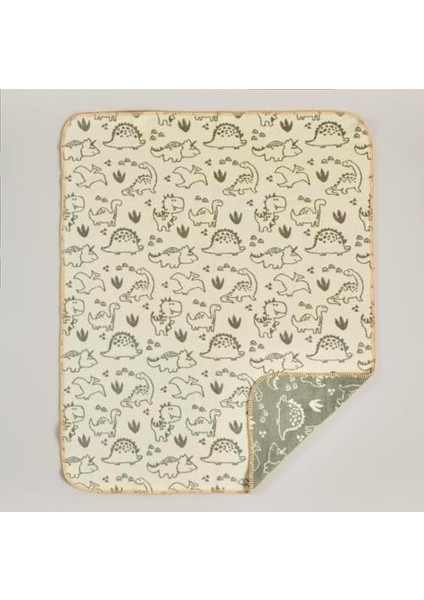Dino Hayvan Baskılı%60 Pamuk%33 Akrilik%7 Bebek Battaniye, Haki, Bebek (100X120 Cm) modelleri