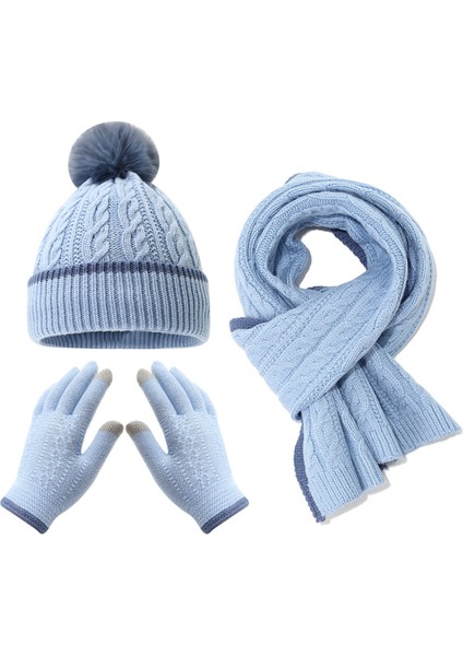 Kış Çocuk Şapka Eşarp Eldiven Üç Parçalı Seti (Yurt Dışından)