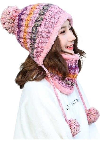 Kış Modaya Uygun ve Çok Yönlü Kore Tarzı Kadife Örme Yün Şapka Eşarbi (Yurt Dışından)