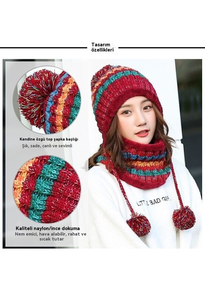 Kış Modaya Uygun ve Çok Yönlü Kore Tarzı Kadife Örme Yün Şapka Eşarbi (Yurt Dışından) indirimleri