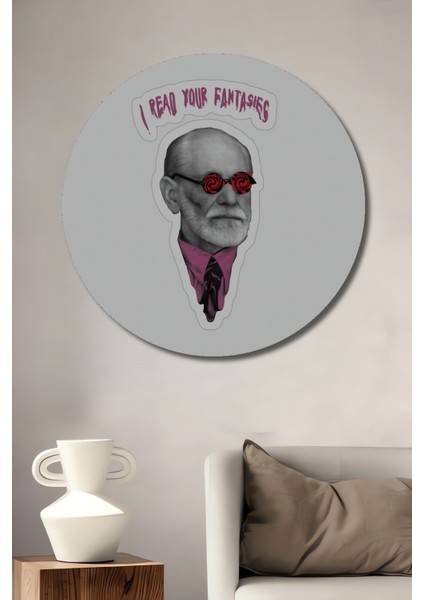 Dekoratif Ahşap Yuvarlak Tablo Sigmund Freud Fantazileri Okuyorum