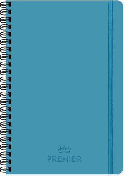 17X24 100 Yaprak Çizgili Spiralli Premier Defter - Mavi