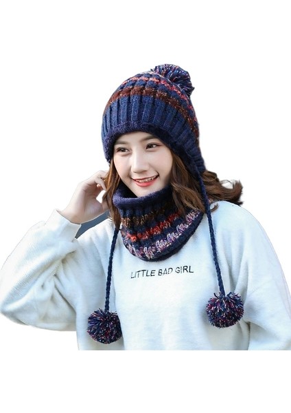 Kış Modaya Uygun ve Çok Yönlü Kore Tarzı Kadife Örme Yün Şapka Eşarbi (Yurt Dışından)