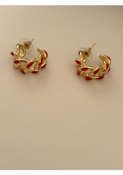 Kırmızı Gold Zincir Model Vip Çelip Küpe modelleri