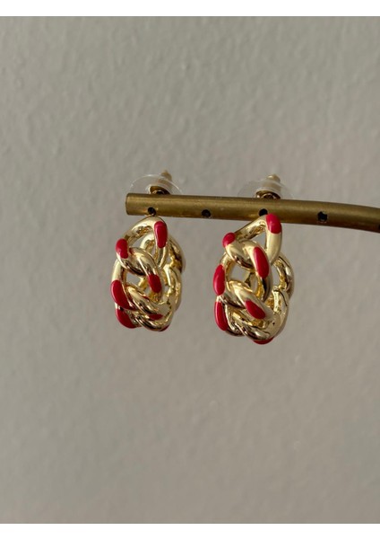 Kırmızı Gold Zincir Model Vip Çelip Küpe indirimleri