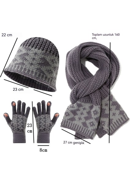 Kış Sıcak Örme Şapka Eşarp Eldiven Üç Parçalı Seti (Yurt Dışından) fiyatları