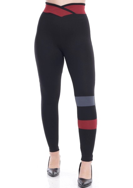 Kadın Siyah Beli Lastikli Kemeri Dizi Şeritli Toparlayıcı Tayt fiyatları