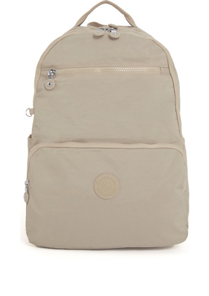 Sanmorris Glc Unisex 3060 Suya Dayanıklı Orta Boy Krinkıl Kumaş Çok Gözlü Siyah Laptop Okul ve Seyahat Sırt Çantası