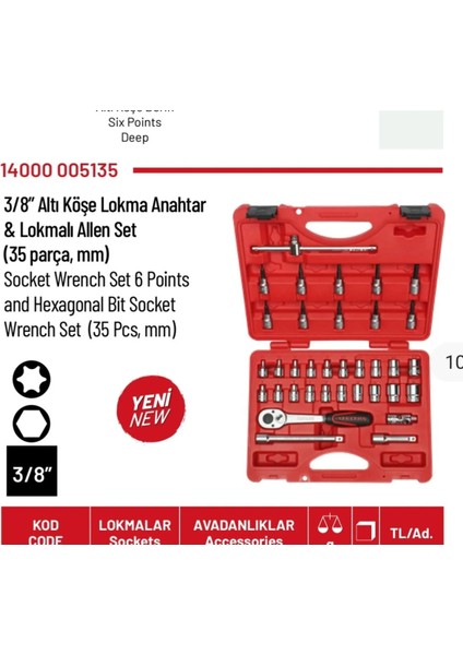 3/8 Lokma Takımı ( Star Lokma+Torx Lokma+ Lokmalı Allen)