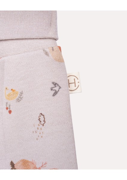 %100 Organik Pamuk Gots Sertifikalı Patikli Orman Desenli Bebek & Yenidoğan Pantolon - Taş Rengi modelleri