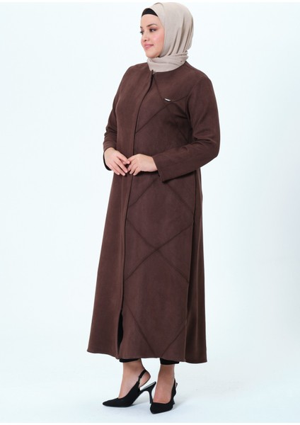 Aslıcan Kadın Büyük Beden Süet Kumaş Mevsimlik Ferace/pardesü indirimleri