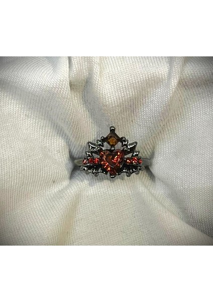 Kırmızı Kalpli Ayarlanabilir Pinterest Yüzük