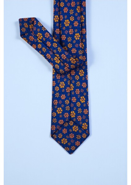 Slim Çiçekli Lacivert Kravat & Mendil modelleri