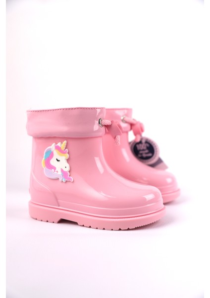 22-28 Numara Pembe Renk Kız Çocuk Bımbı Unicorn Yağmur Igor Çizmesi