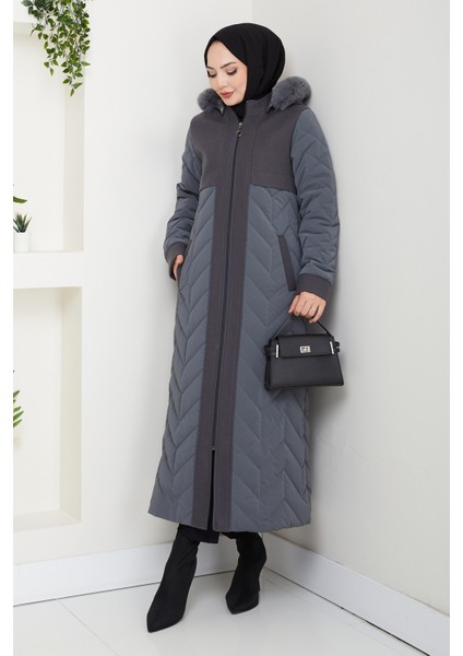 Kadın Astarlı Kaşe Detaylı Tam Boy Nova Kapitone Mont -PMK483 fırsatları