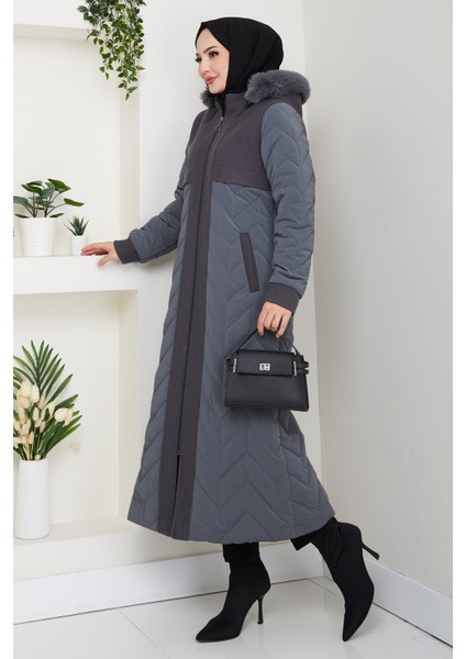 Kadın Astarlı Kaşe Detaylı Tam Boy Nova Kapitone Mont -PMK483 indirimleri