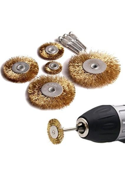 Tel Matkap Hobi Fırça 5+3 Pim 8 Parça Set Tel Fırça Seti Matkap Ucu Tel Fırça Pas Kir Boya Temizleme