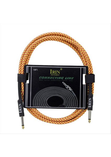 Irin Gitar Kablosu Müzik Aleti Kablosu Elektrik Kutusu Bas Ses Kablosu Örgülü Gürültü Azaltma Kablosu (6 Metre) Turuncu ve Sarı (Yurt Dışından)