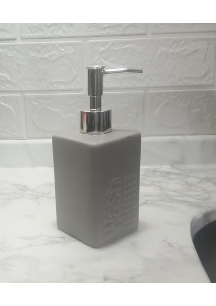Sıvı Sabunluk Gri Modern 7X7X17CM 300ML Seti
