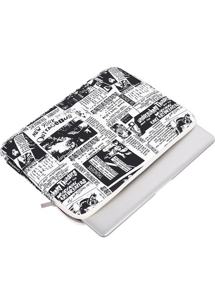 Canvasartısan H35-01 Gazete Desenli Baskı Dizüstü Bilgisayar Koruyucu Kılıf Not Defteri Taşıma Kılıfı - Beyaz/13 Inç (Yurt Dışından) fırsatları