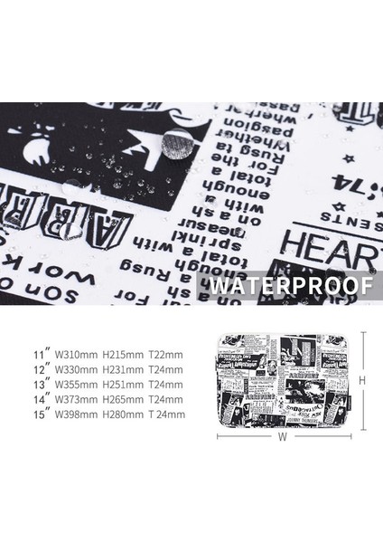 Canvasartısan H35-01 Gazete Desenli Baskı Dizüstü Bilgisayar Koruyucu Kılıf Not Defteri Taşıma Kılıfı - Beyaz/13 Inç (Yurt Dışından) indirimleri