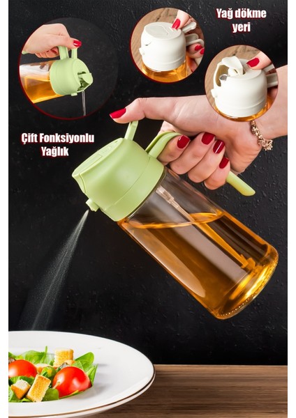 Çok Amaçlı Cam Sprey Şişe -Yağdanlık Limon Sirke Sos Püskürtücü, Sızdırmaz Yağlık Yeşil 600 ml fiyatları