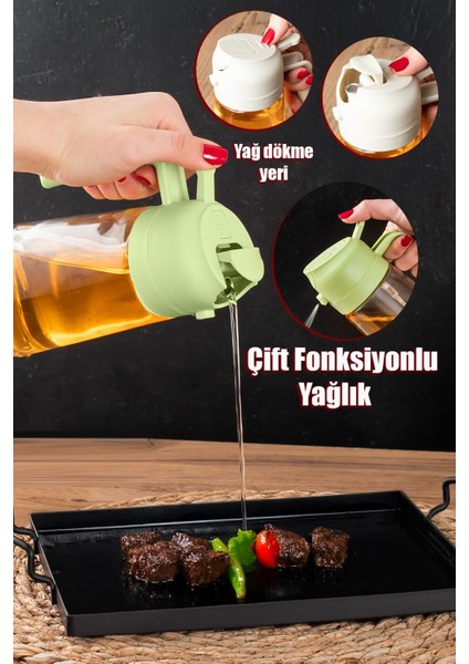 Çok Amaçlı Cam Sprey Şişe -Yağdanlık Limon Sirke Sos Püskürtücü, Sızdırmaz Yağlık Yeşil 600 ml modelleri