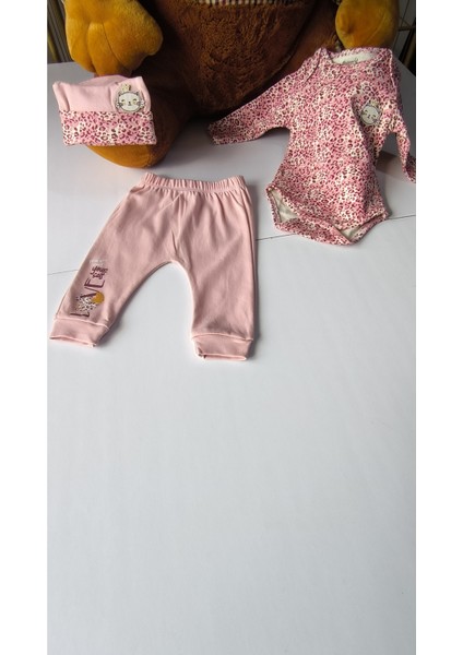 Erkek-Kız Bebek Omuz Genişletmeli Çıtçıtlı Body Pijama Bere Takımı, %100 Pamuk , Modern Tasarım indirimleri