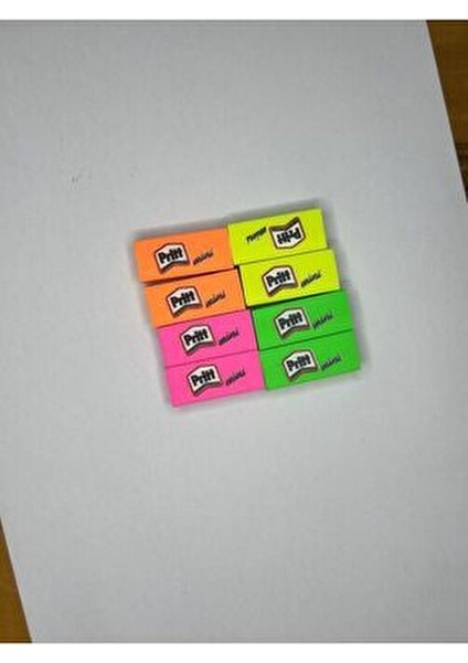 Mini Silgi Seti 8 Adet Pembe Turuncu Sarı Yeşil Renkli Ergonomik Tasarım