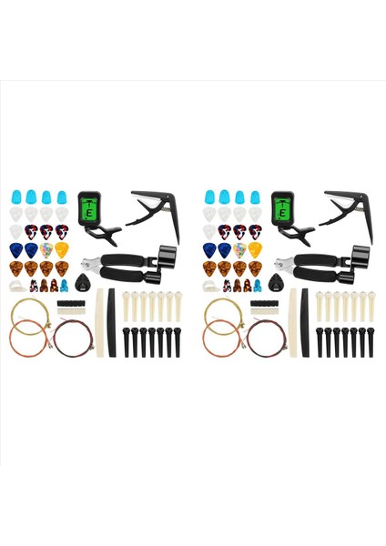 130 Pcs Gitar Dizeleri Tuner Capo Picks Pick Tutucu Başparmak Parmak Çekimleri Köprü Pimleri ile Gitar Aksesuarları Kiti (Yurt Dışından)