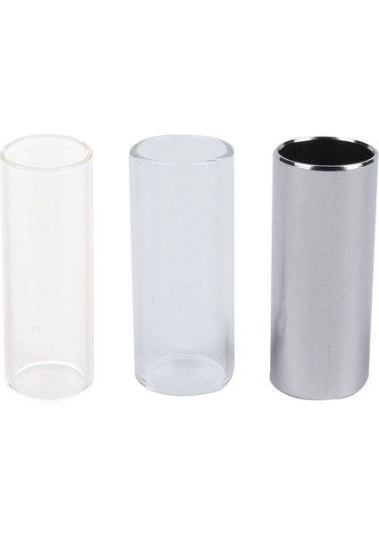 1 Adet Gitar Cam Kaygan Çubuk Cam Slayt 6 8cm ve 2pcs Gitar Bas Orta (6 Cm) Için Cam Slayt ve Metal Slayt (Yurt Dışından)