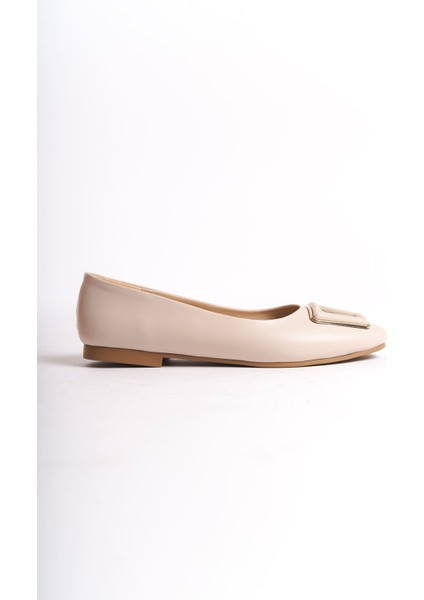 Kaylee Bağcıksız Ortopedik Rahat Taban Toka Detaylı Kadın Babet Ayakkabı Ckt - Krem indirimleri