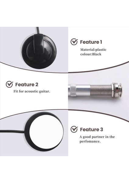 Gitar Pickup Piezo Kontakt Mikrofon Pikap 3 Dönüştürücü Pikap Sistemi Akustik 6 35MM Jack (Siyah) (Yurt Dışından) fırsatları