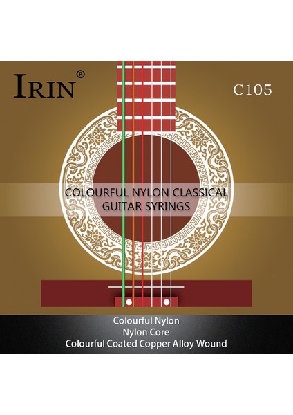 Irın C105 Gökkuşağı Gitar Dizeleri Naylon Çekirdek Renkli Kapalı Bakır Alaşım Yarı Akustik Klasik Gitar ( 028- 043) (Yurt Dışından) fiyatları
