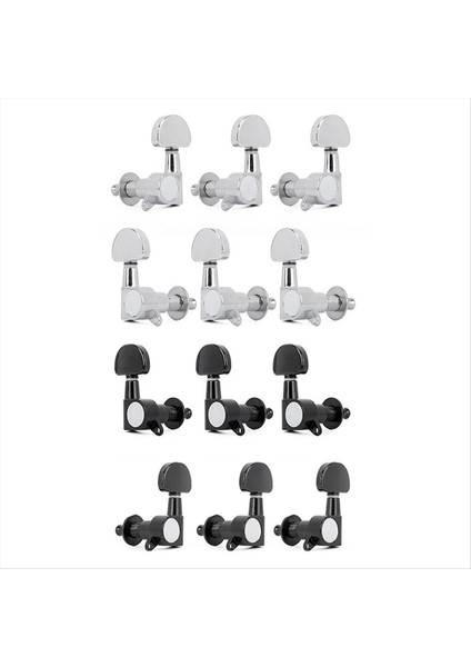 12PCS/2SET Elektro Gitar Makinesi Kafaları Metal Tunerler Mini Oval Tuner St Tl Tele Ayar Mandalları Siyah Gümüş (Yurt Dışından)