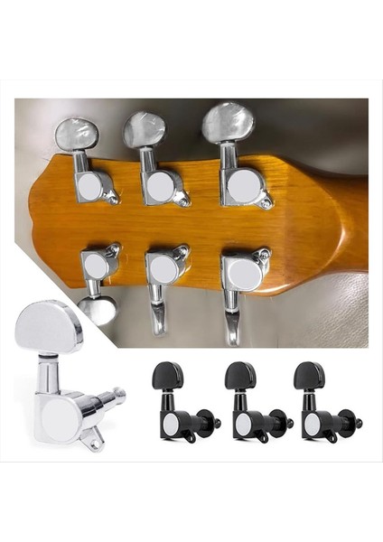 12PCS/2SET Elektro Gitar Makinesi Kafaları Metal Tunerler Mini Oval Tuner St Tl Tele Ayar Mandalları Siyah Gümüş (Yurt Dışından) fırsatları