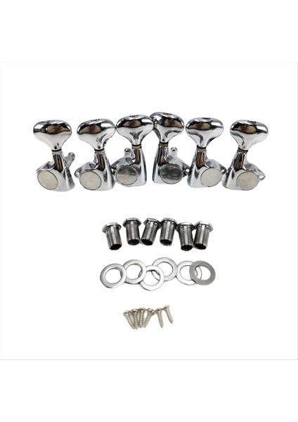 6 Adet Küçük Balık Kuyruğu Düğmesi Mühürlü Dişli Iplik Ayarlama Mandalları Tuner Akustik Elektro Gitar Gümüşü Için Makine Kafaları (Yurt Dışından)