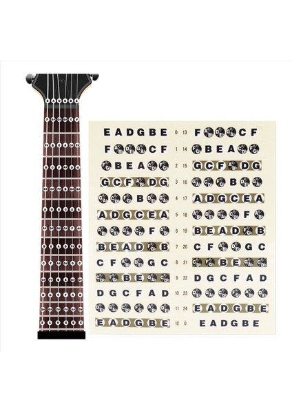 2x Gitar Klavye Notu Çıkartma Klavye Perdeleri Harita Çıkartması 6 Dizeler Akustik Elektro Gitar (Siyah) (Yurt Dışından) modelleri